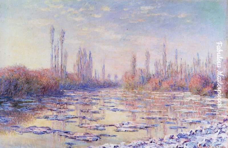 monet winter paintings floating ice